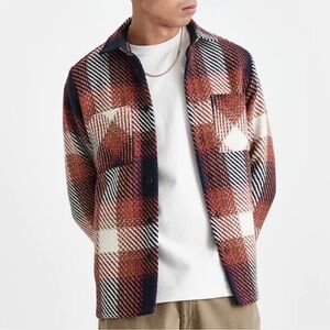 Wax London Whiting Overshirt Navy/Red Ombre Size L